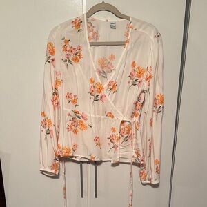 Old Navy Floral Wrap Blouse